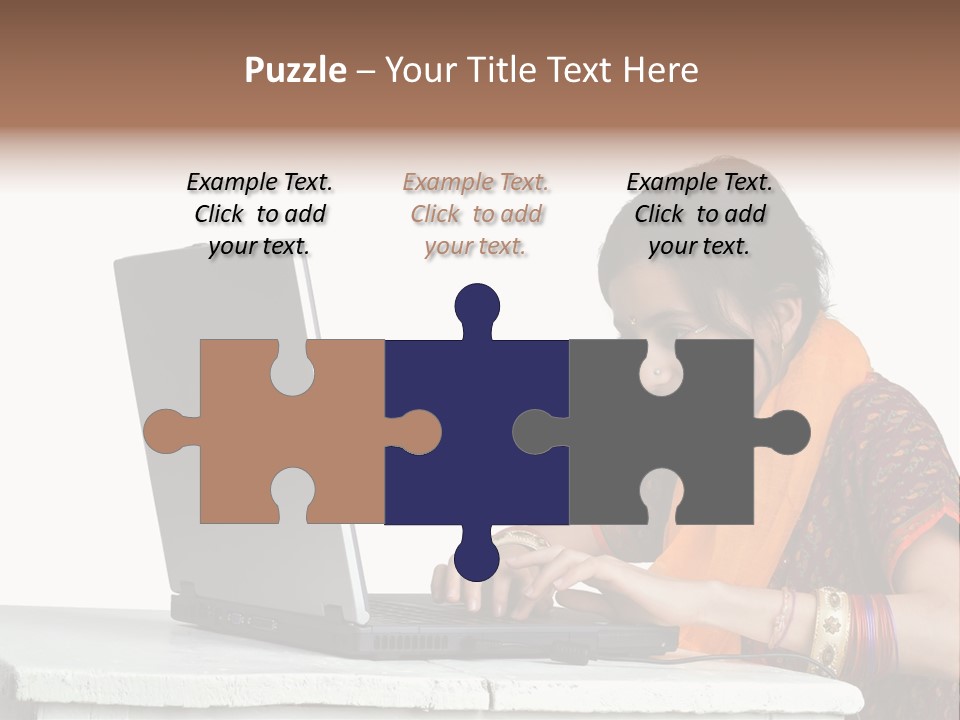 Indian Girl And Laptop Computer Isolated On White PowerPoint Template