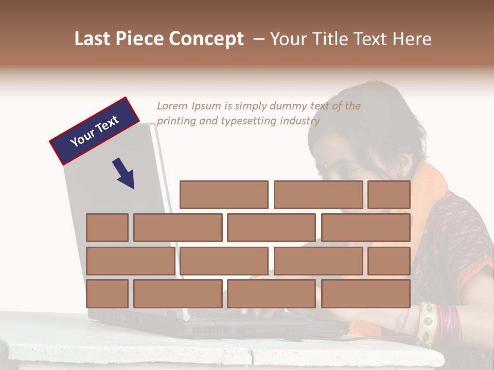 Indian Girl And Laptop Computer Isolated On White PowerPoint Template