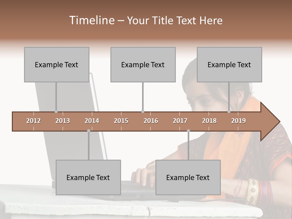 Indian Girl And Laptop Computer Isolated On White PowerPoint Template