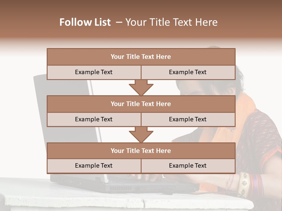 Indian Girl And Laptop Computer Isolated On White PowerPoint Template