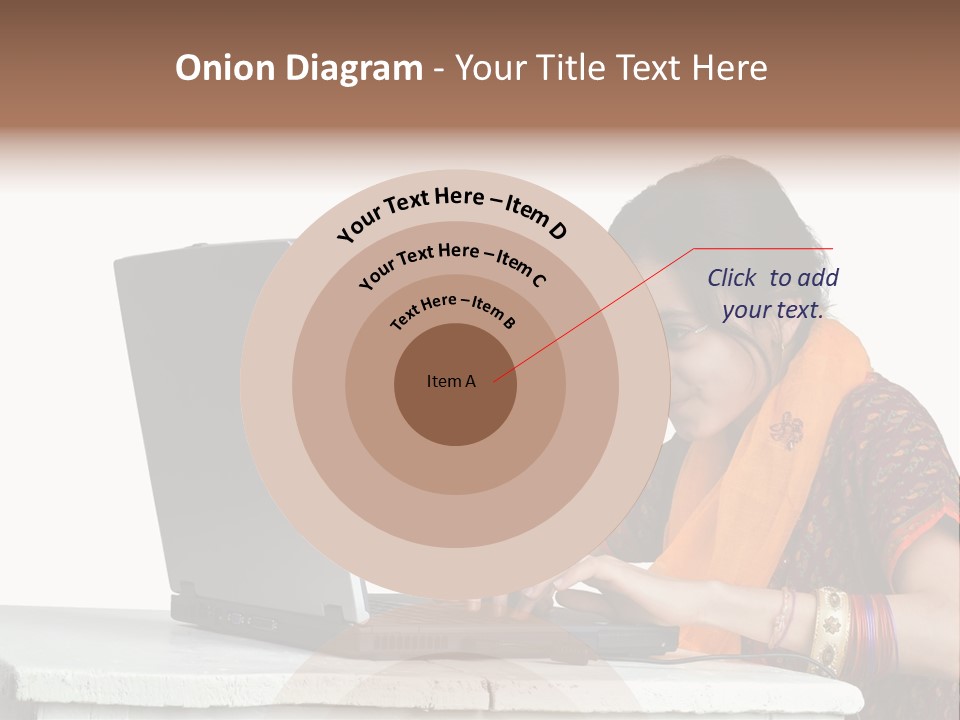 Indian Girl And Laptop Computer Isolated On White PowerPoint Template