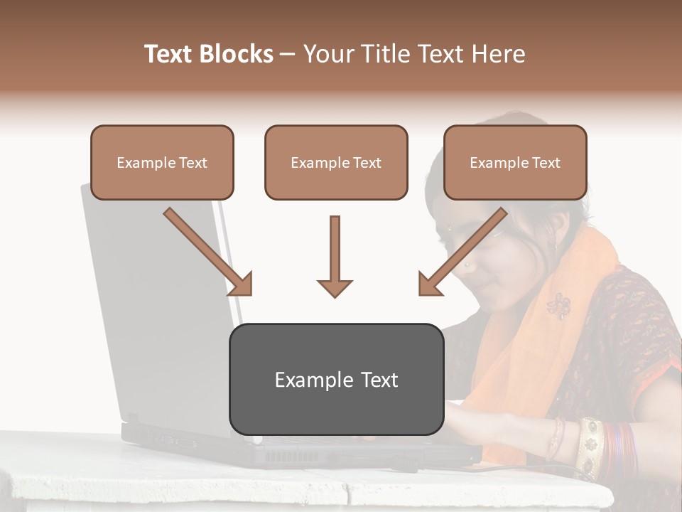 Indian Girl And Laptop Computer Isolated On White PowerPoint Template