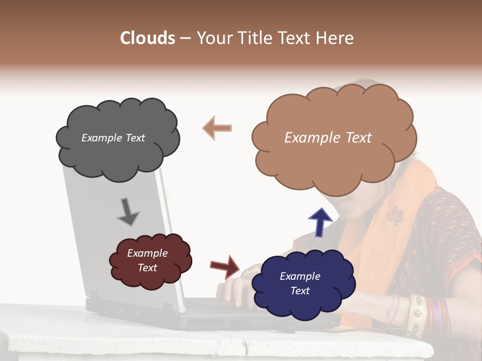 Indian Girl And Laptop Computer Isolated On White PowerPoint Template