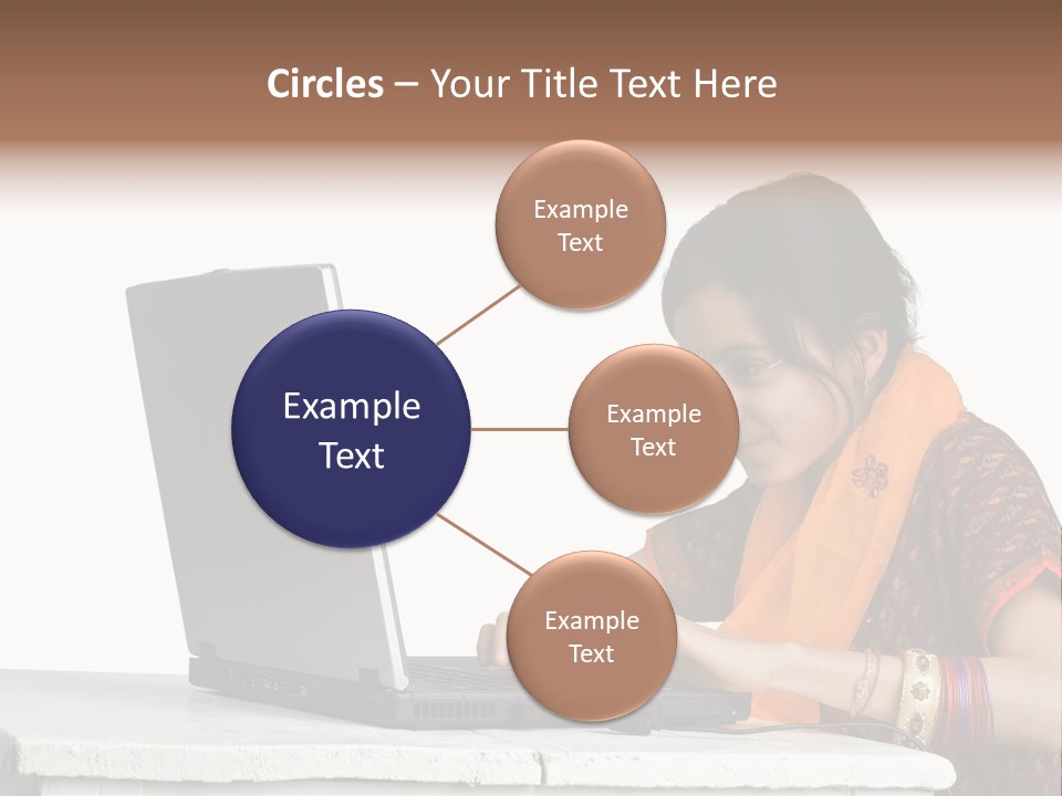 Indian Girl And Laptop Computer Isolated On White PowerPoint Template