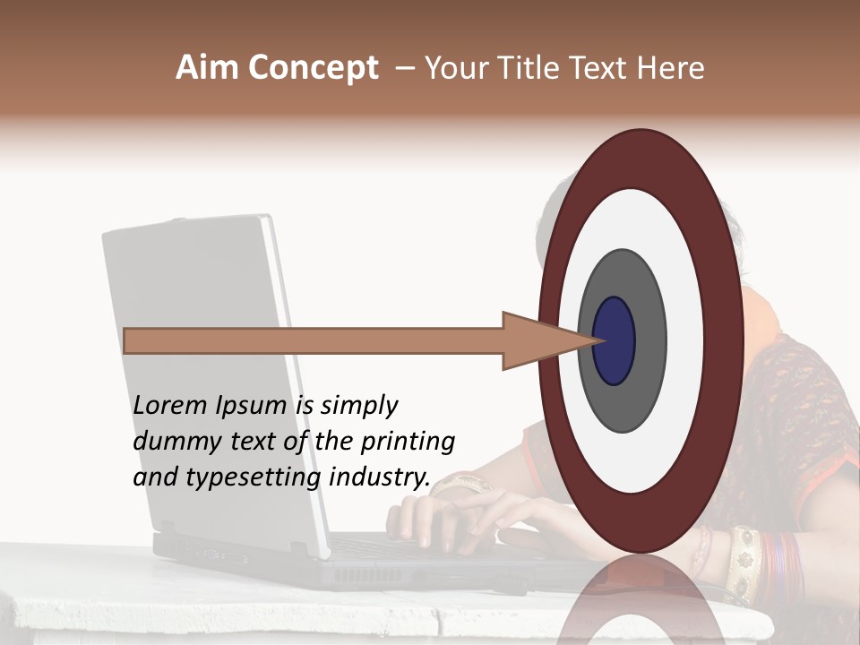 Indian Girl And Laptop Computer Isolated On White PowerPoint Template