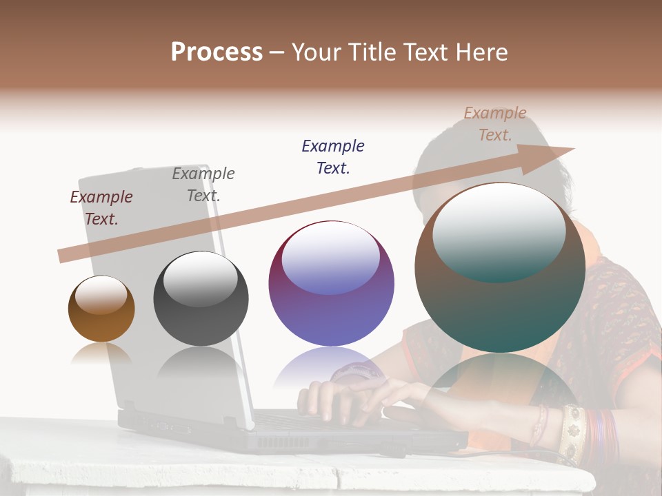 Indian Girl And Laptop Computer Isolated On White PowerPoint Template