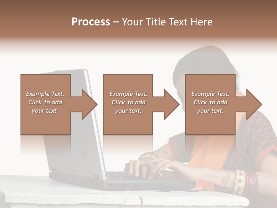 Indian Girl And Laptop Computer Isolated On White PowerPoint Template