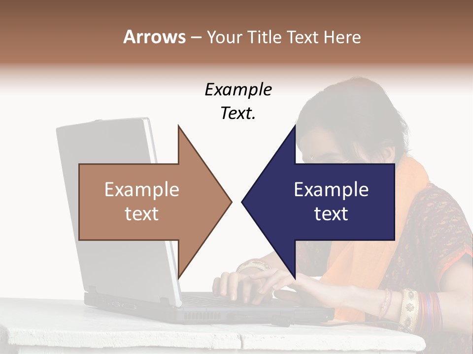 Indian Girl And Laptop Computer Isolated On White PowerPoint Template