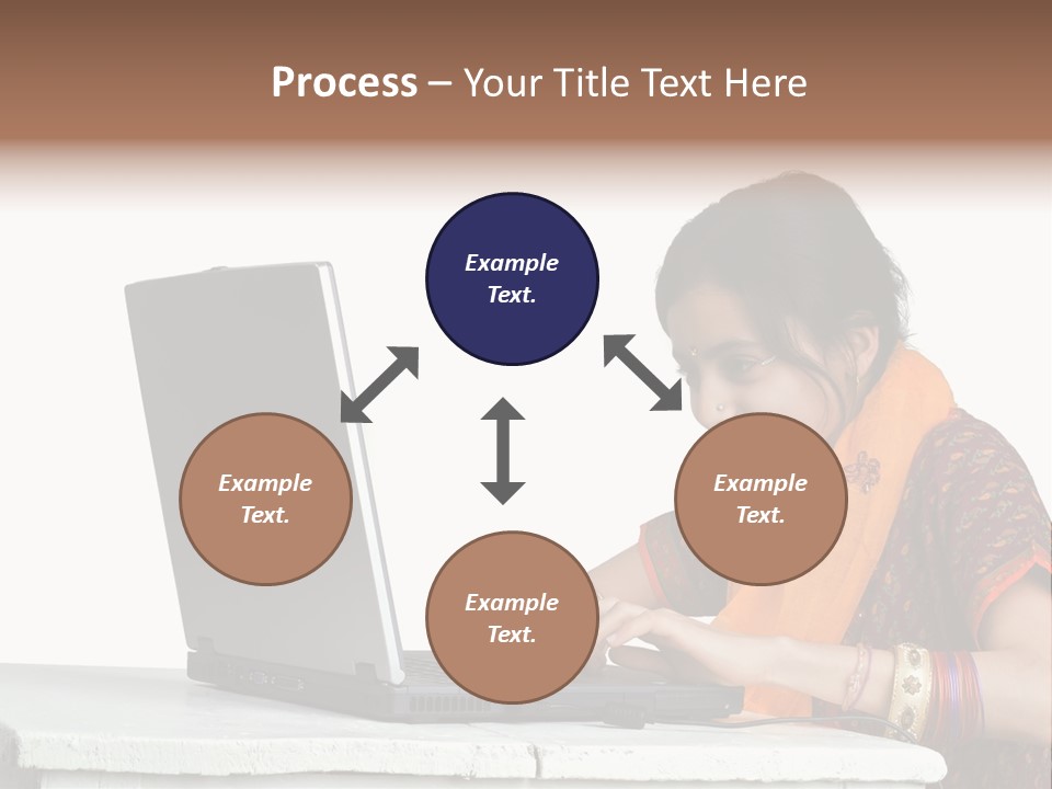 Indian Girl And Laptop Computer Isolated On White PowerPoint Template