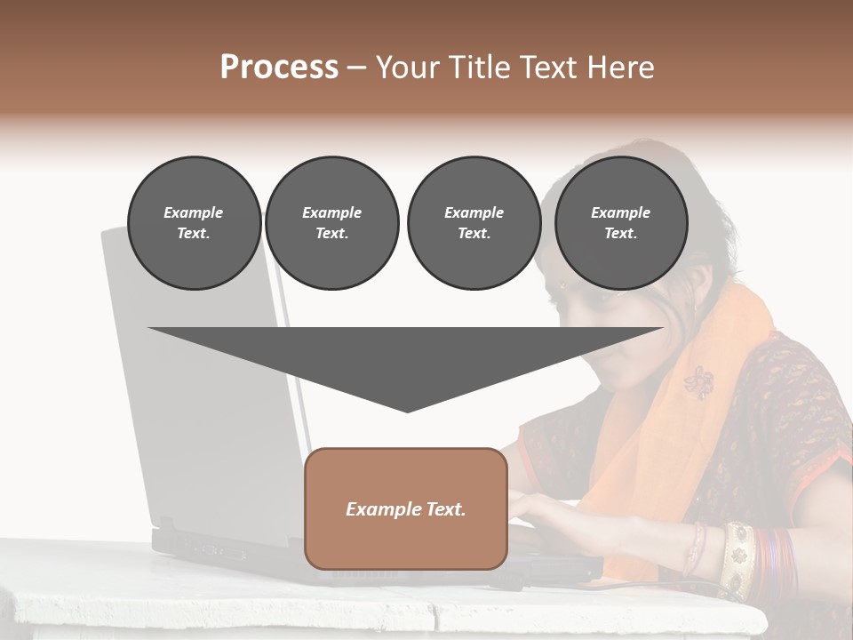 Indian Girl And Laptop Computer Isolated On White PowerPoint Template