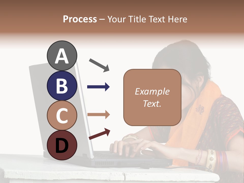 Indian Girl And Laptop Computer Isolated On White PowerPoint Template