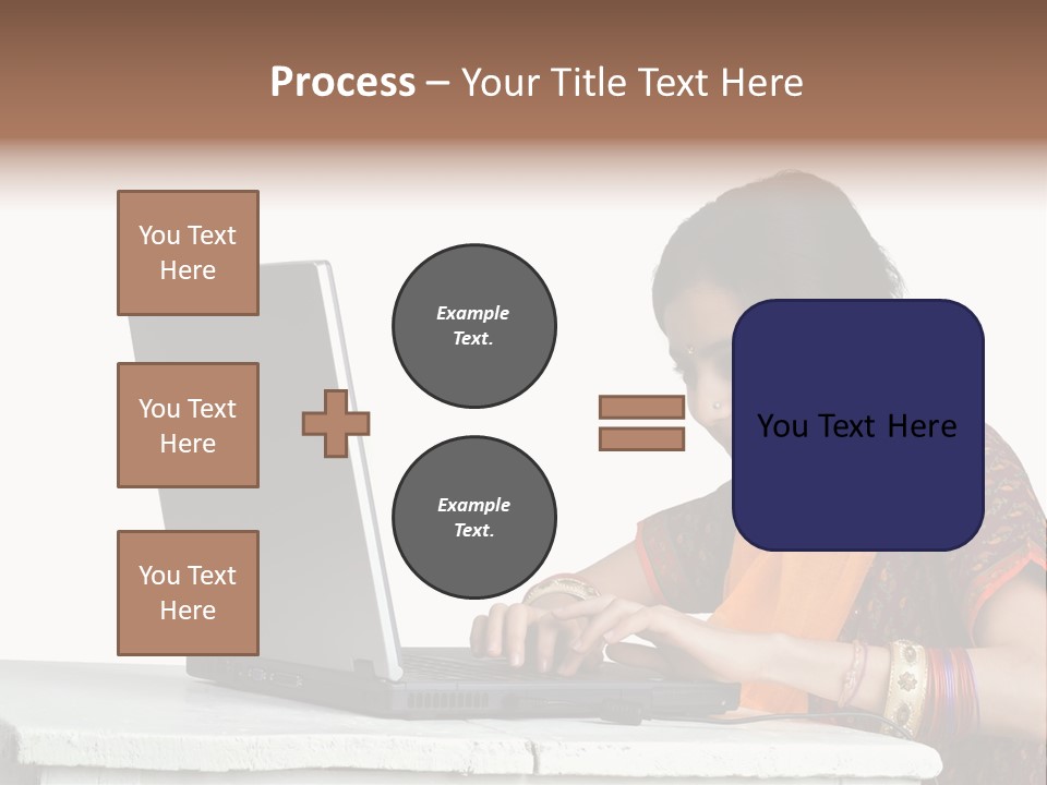 Indian Girl And Laptop Computer Isolated On White PowerPoint Template