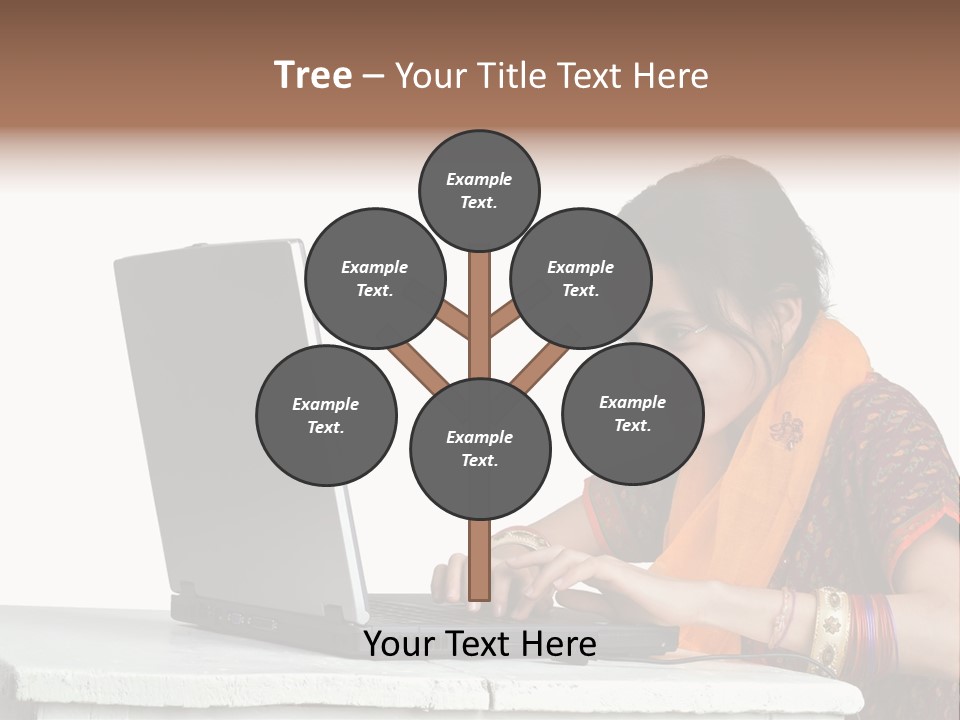 Indian Girl And Laptop Computer Isolated On White PowerPoint Template