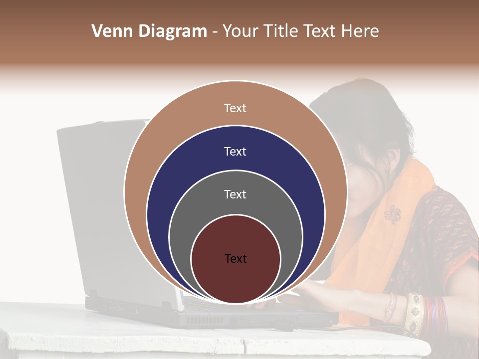 Indian Girl And Laptop Computer Isolated On White PowerPoint Template