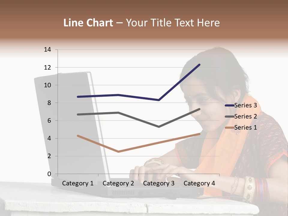 Indian Girl And Laptop Computer Isolated On White PowerPoint Template