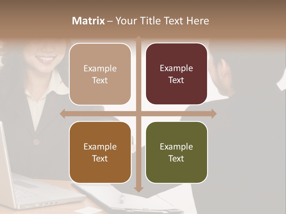 A Smiling Businesswoman Shakes Hands With A Young Businessman PowerPoint Template