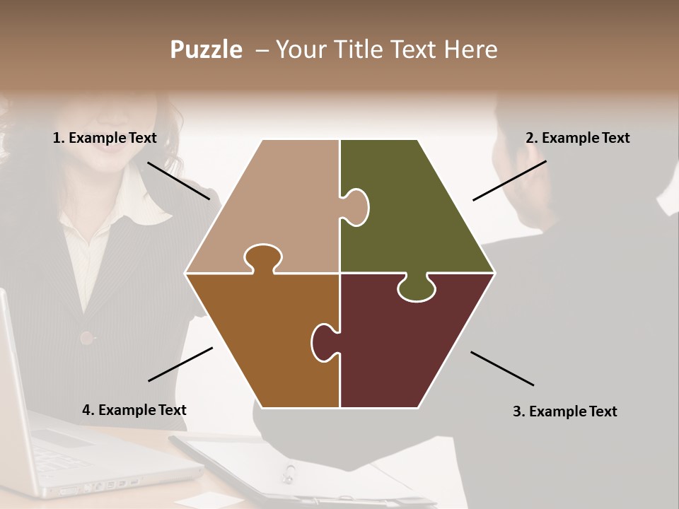 A Smiling Businesswoman Shakes Hands With A Young Businessman PowerPoint Template