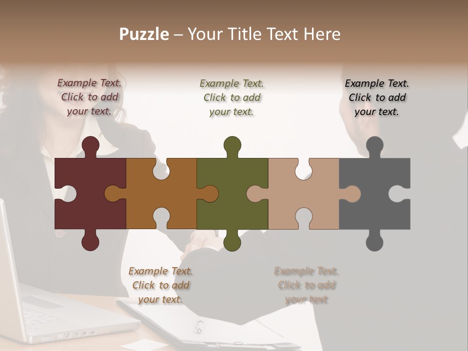 A Smiling Businesswoman Shakes Hands With A Young Businessman PowerPoint Template