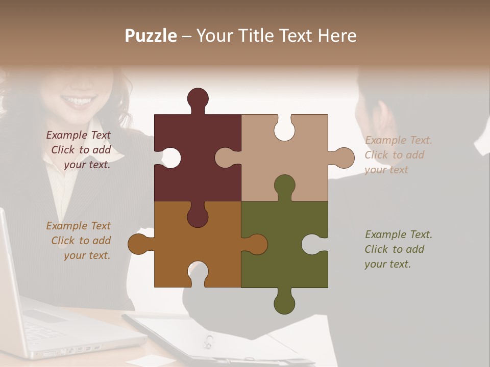 A Smiling Businesswoman Shakes Hands With A Young Businessman PowerPoint Template