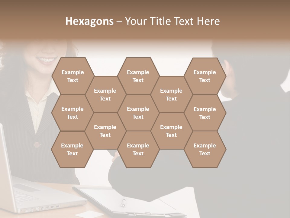 A Smiling Businesswoman Shakes Hands With A Young Businessman PowerPoint Template