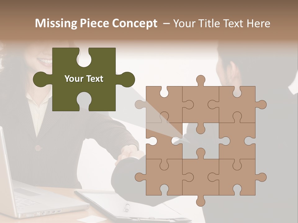 A Smiling Businesswoman Shakes Hands With A Young Businessman PowerPoint Template