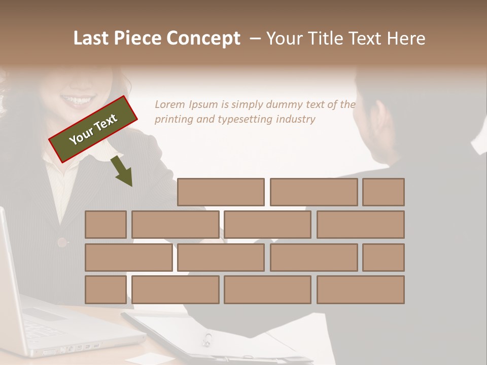 A Smiling Businesswoman Shakes Hands With A Young Businessman PowerPoint Template