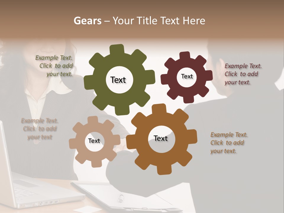 A Smiling Businesswoman Shakes Hands With A Young Businessman PowerPoint Template