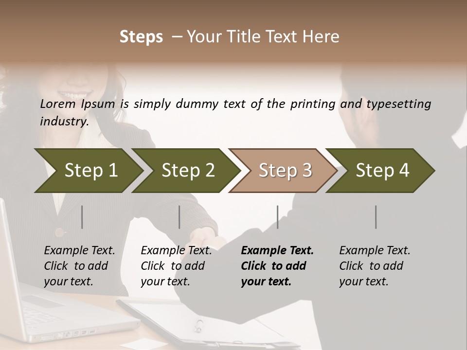 A Smiling Businesswoman Shakes Hands With A Young Businessman PowerPoint Template