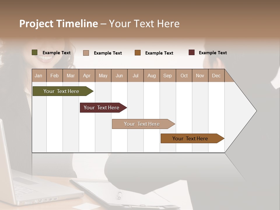 A Smiling Businesswoman Shakes Hands With A Young Businessman PowerPoint Template