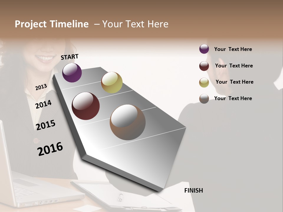 A Smiling Businesswoman Shakes Hands With A Young Businessman PowerPoint Template