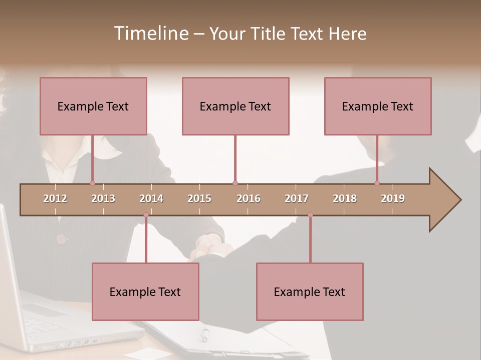 A Smiling Businesswoman Shakes Hands With A Young Businessman PowerPoint Template