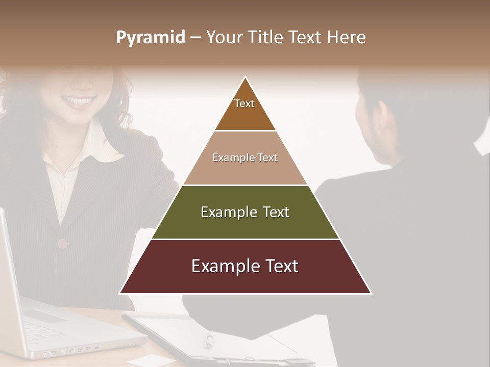 A Smiling Businesswoman Shakes Hands With A Young Businessman PowerPoint Template