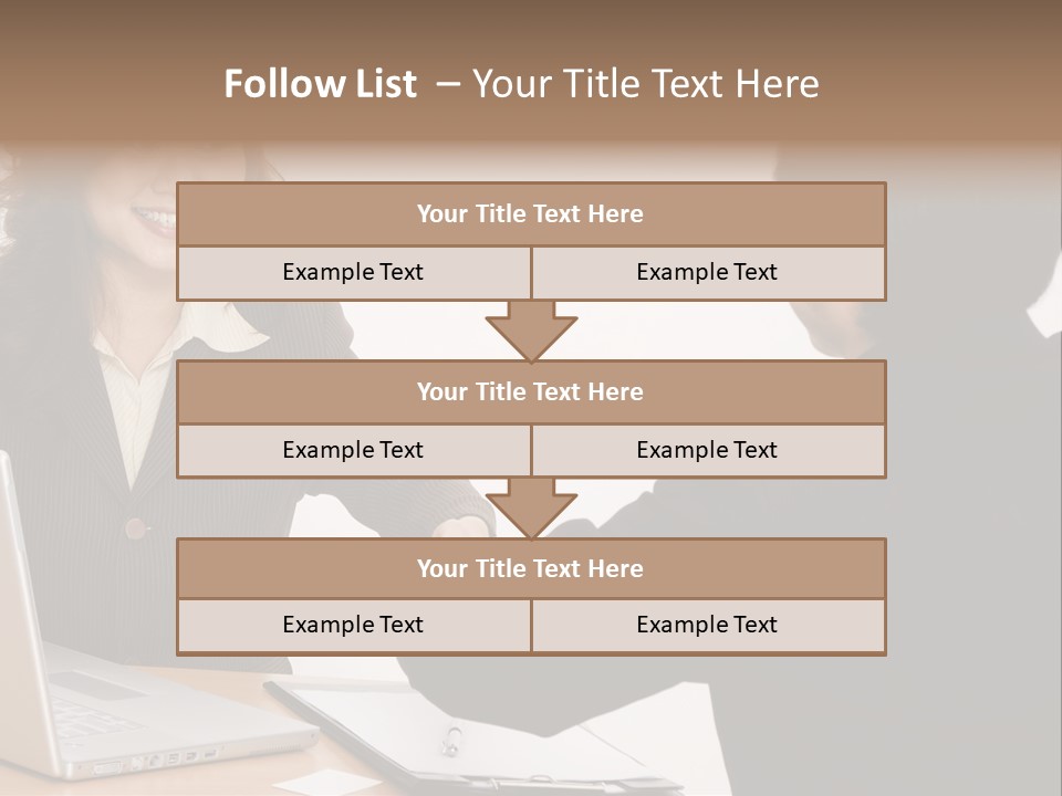A Smiling Businesswoman Shakes Hands With A Young Businessman PowerPoint Template