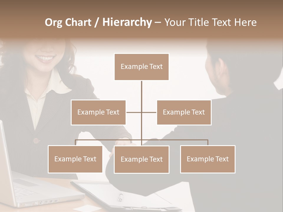 A Smiling Businesswoman Shakes Hands With A Young Businessman PowerPoint Template