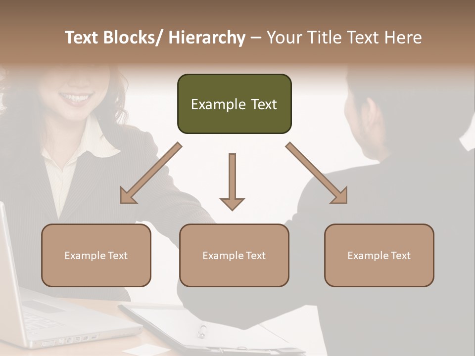 A Smiling Businesswoman Shakes Hands With A Young Businessman PowerPoint Template