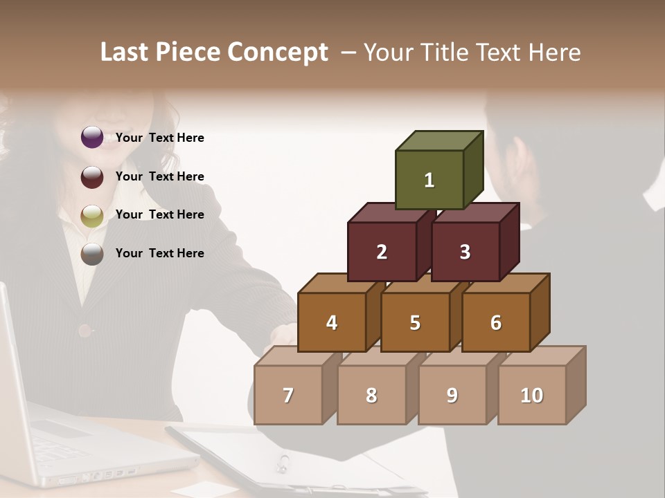 A Smiling Businesswoman Shakes Hands With A Young Businessman PowerPoint Template