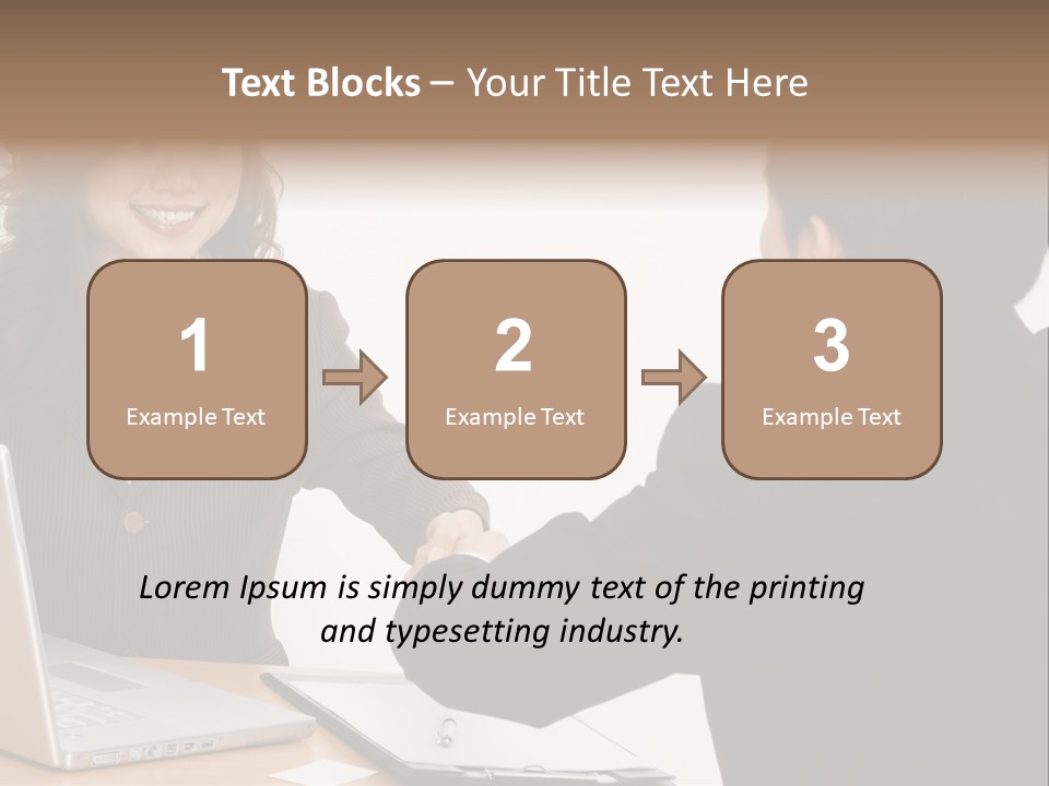 A Smiling Businesswoman Shakes Hands With A Young Businessman PowerPoint Template
