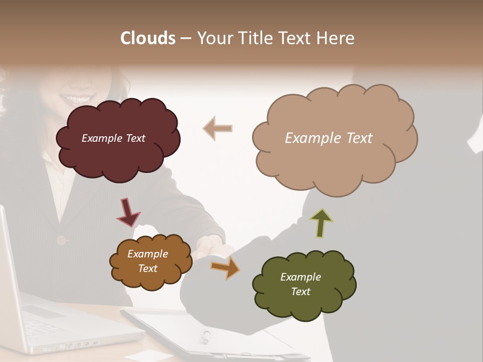 A Smiling Businesswoman Shakes Hands With A Young Businessman PowerPoint Template