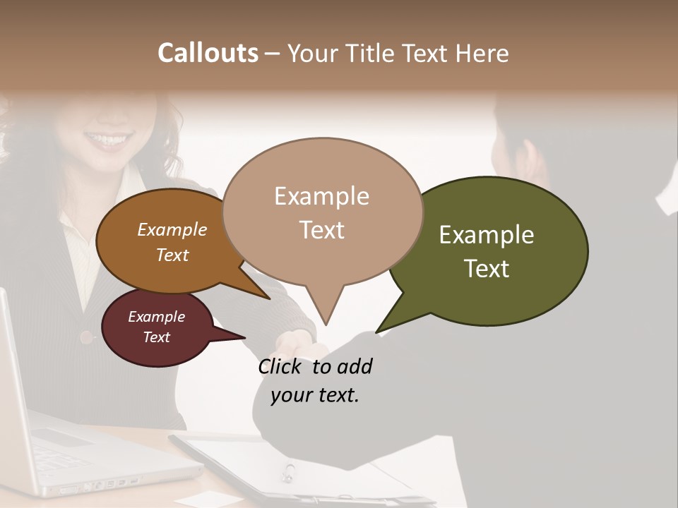 A Smiling Businesswoman Shakes Hands With A Young Businessman PowerPoint Template