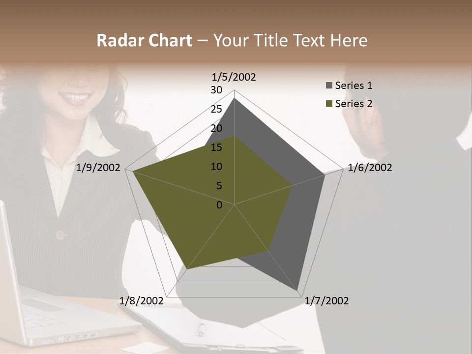 A Smiling Businesswoman Shakes Hands With A Young Businessman PowerPoint Template