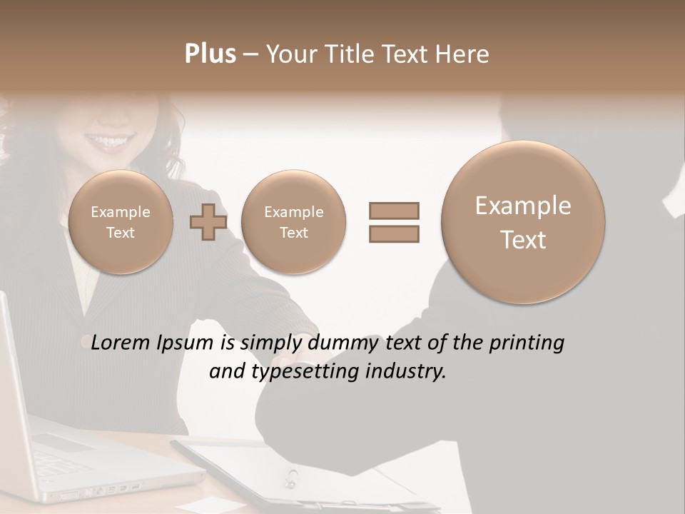A Smiling Businesswoman Shakes Hands With A Young Businessman PowerPoint Template