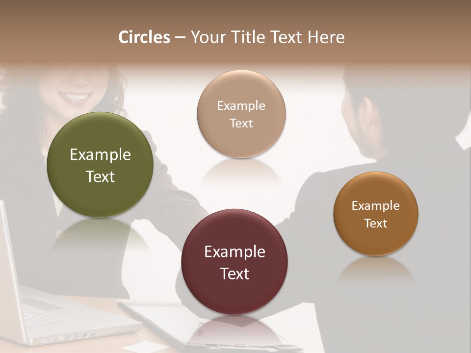 A Smiling Businesswoman Shakes Hands With A Young Businessman PowerPoint Template