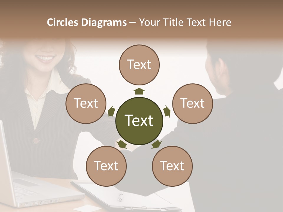 A Smiling Businesswoman Shakes Hands With A Young Businessman PowerPoint Template