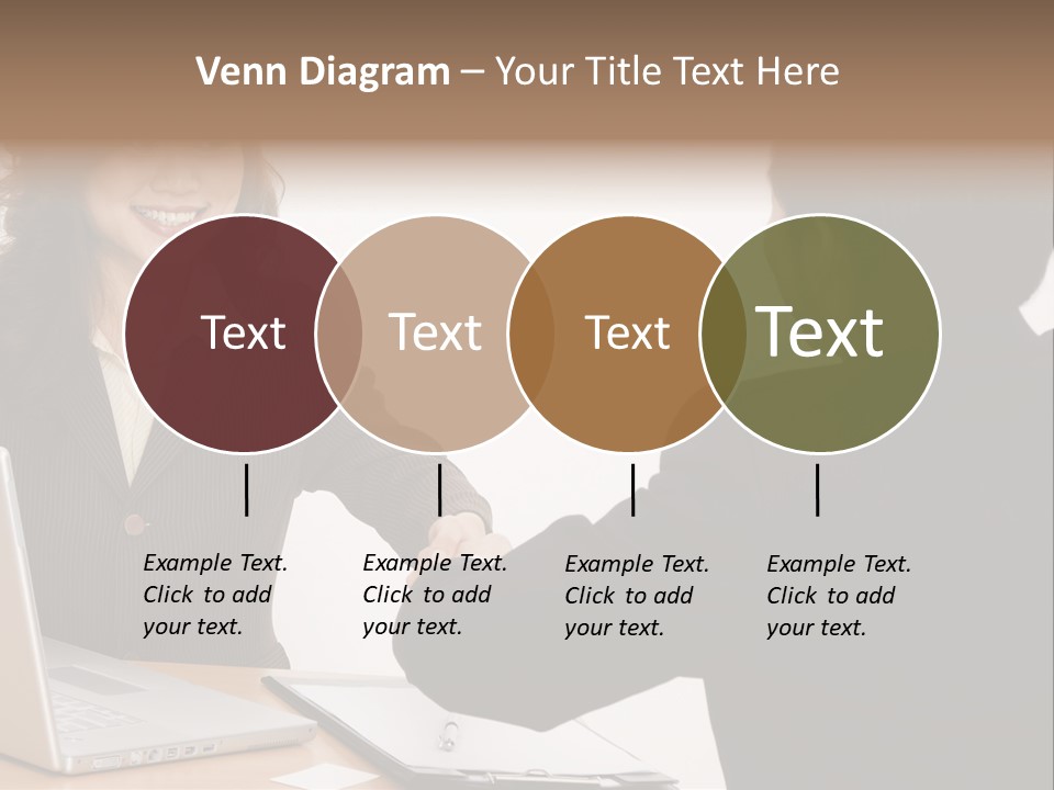A Smiling Businesswoman Shakes Hands With A Young Businessman PowerPoint Template