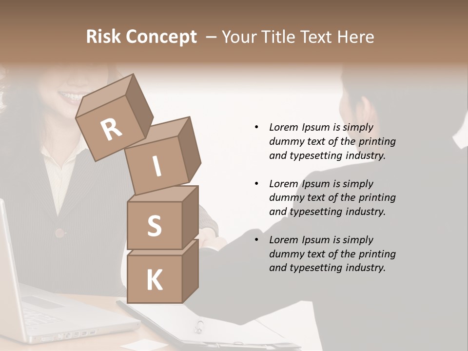 A Smiling Businesswoman Shakes Hands With A Young Businessman PowerPoint Template