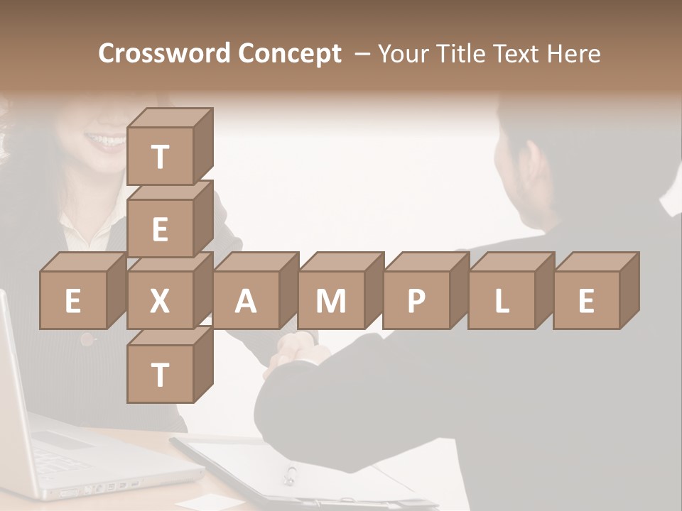 A Smiling Businesswoman Shakes Hands With A Young Businessman PowerPoint Template