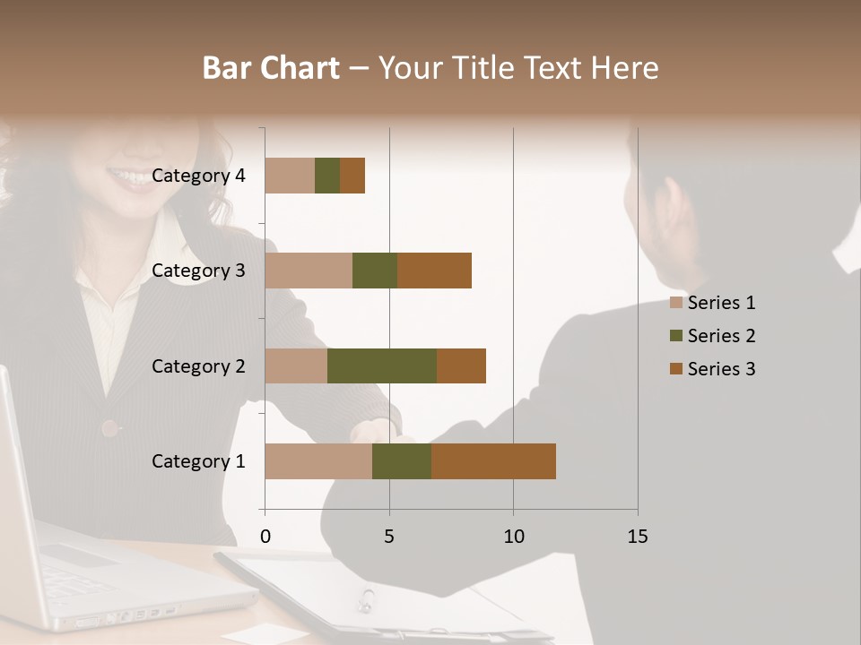 A Smiling Businesswoman Shakes Hands With A Young Businessman PowerPoint Template
