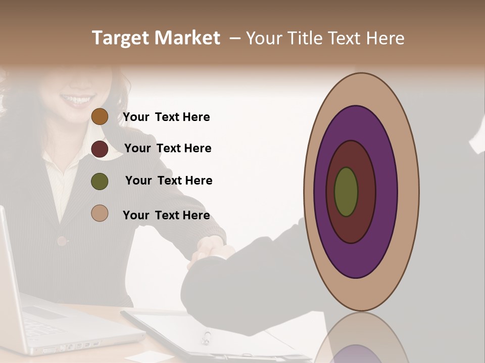 A Smiling Businesswoman Shakes Hands With A Young Businessman PowerPoint Template