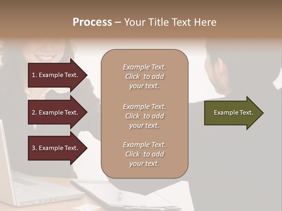 A Smiling Businesswoman Shakes Hands With A Young Businessman PowerPoint Template
