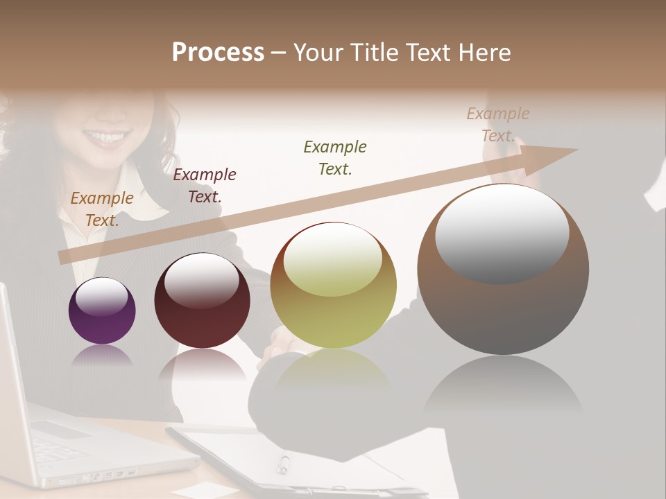 A Smiling Businesswoman Shakes Hands With A Young Businessman PowerPoint Template